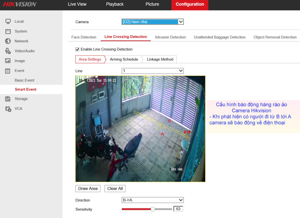 Cấu hình báo động hàng rào ảo Camera Hikvision