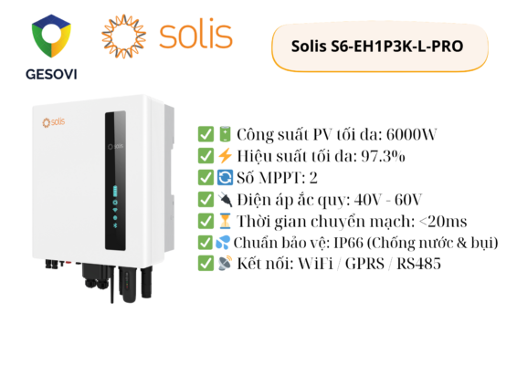 Inverter Hybrid 3kW 1 Pha Solis S6-EH1P3K-L-PRO