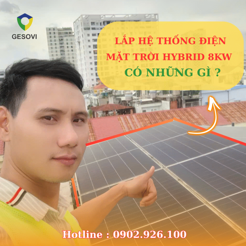công trình điện mặt trời hybrid 8kW cho hộ gia đình