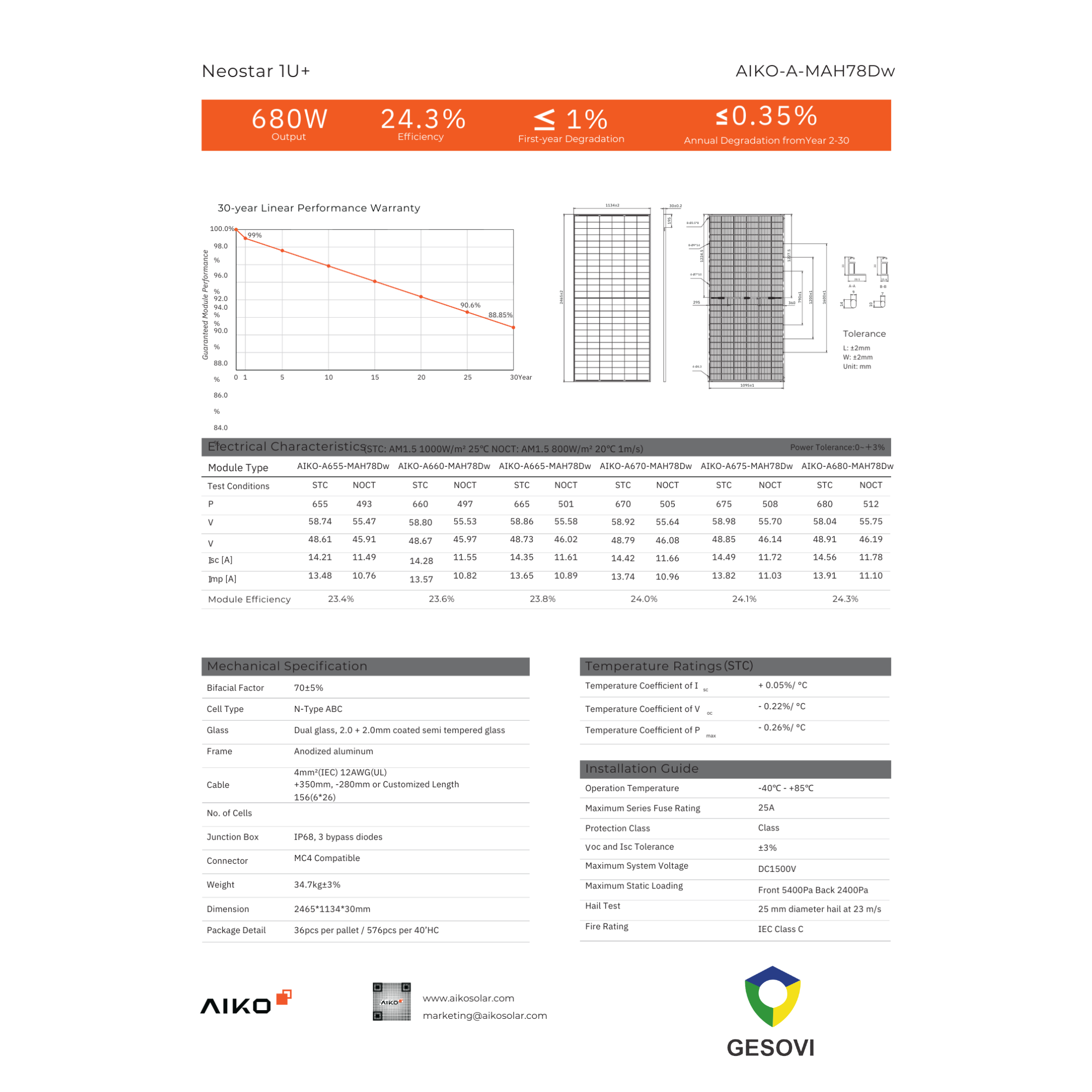 Tấm Pin Năng Lượng Mặt trời Aiko 610Wp Tấm Pin Năng Lượng Mặt trời Aiko 610Wp