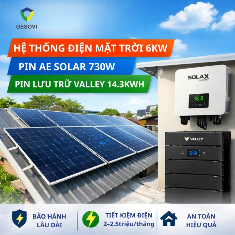 Lắp Điện Mặt Trời áp mái 6kW tại Bình Dương - TPHCM