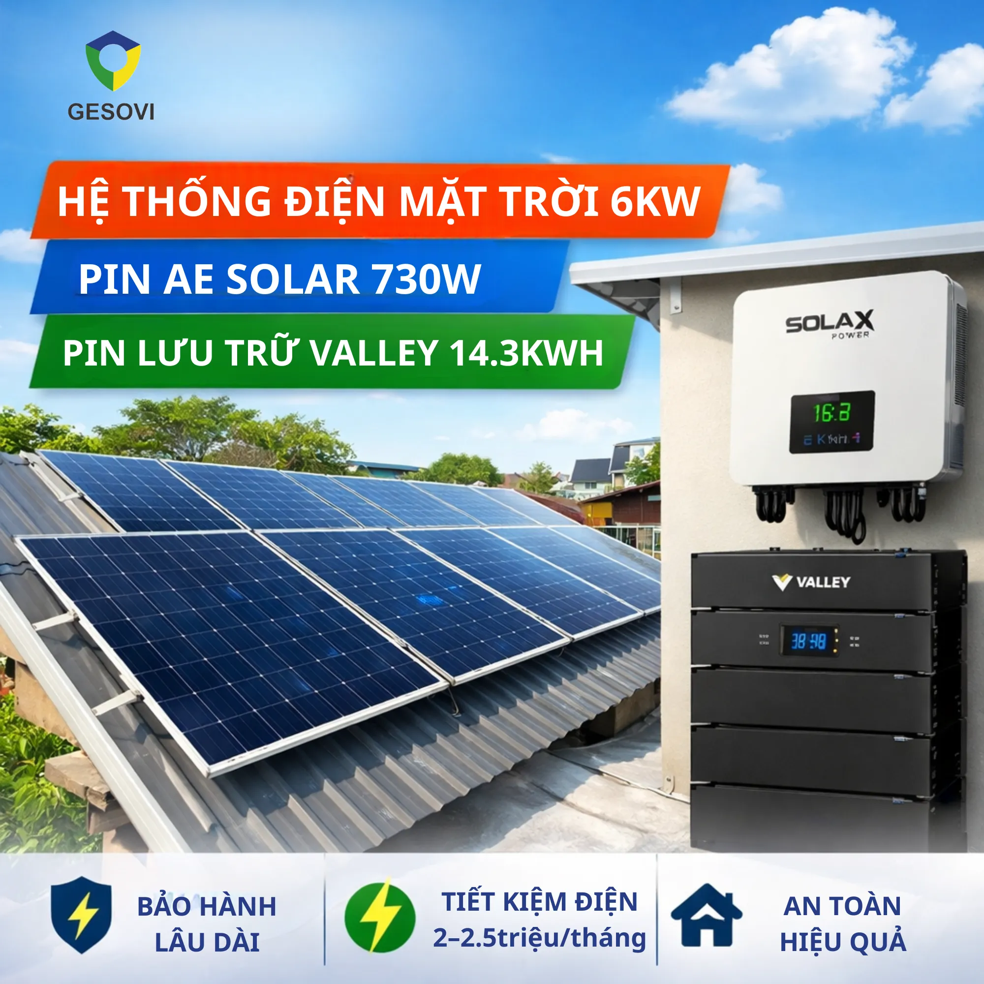 Lắp Điện Mặt Trời áp mái 6kW tại Bình Dương - TPHCM