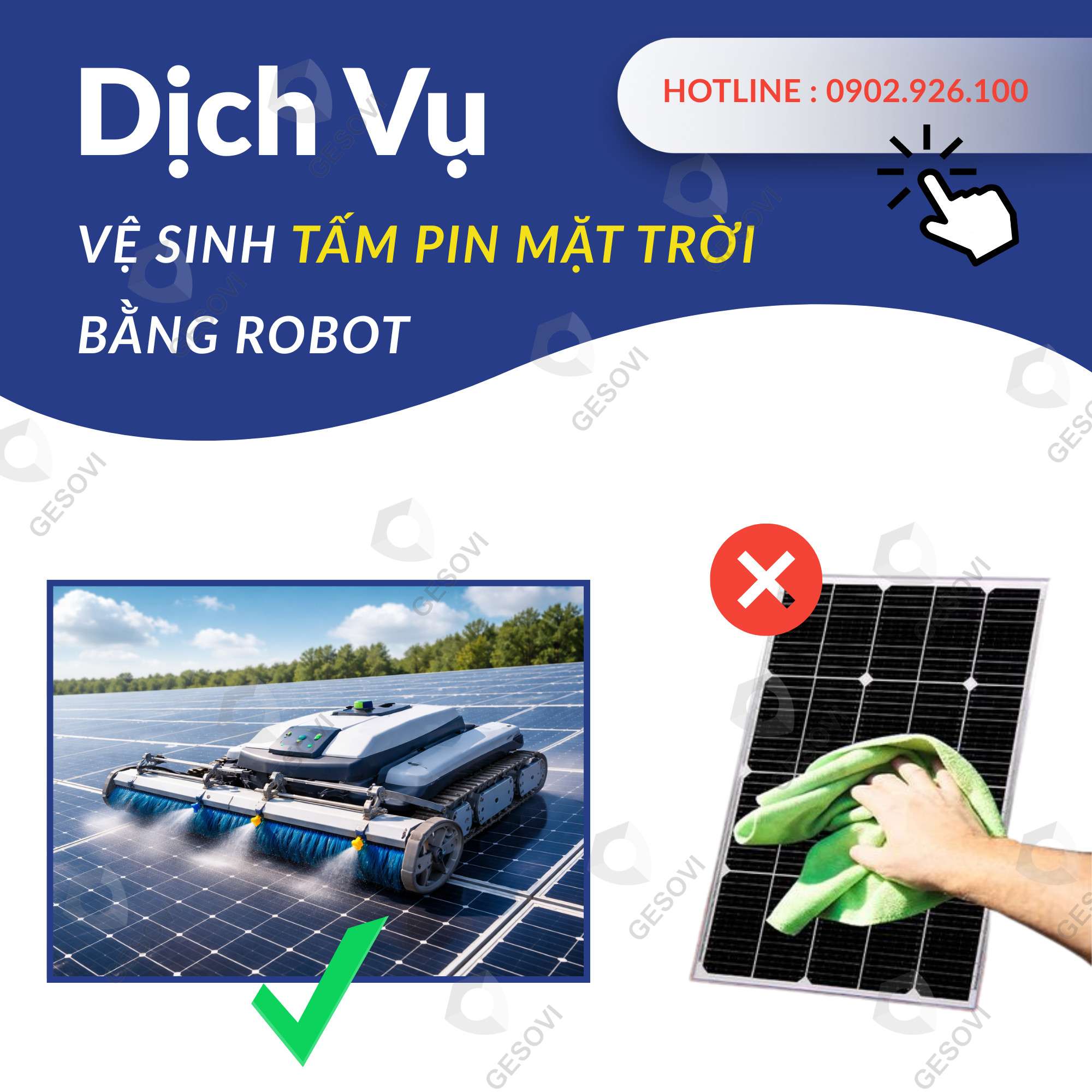 Dịch Vụ Vệ Sinh Tấm Pin Mặt Trời Bằng Robot Chuyên Dụng