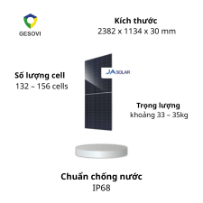 Tấm Pin Mặt Trời JA Solar 620-625W 2 mặt kính Gesovi