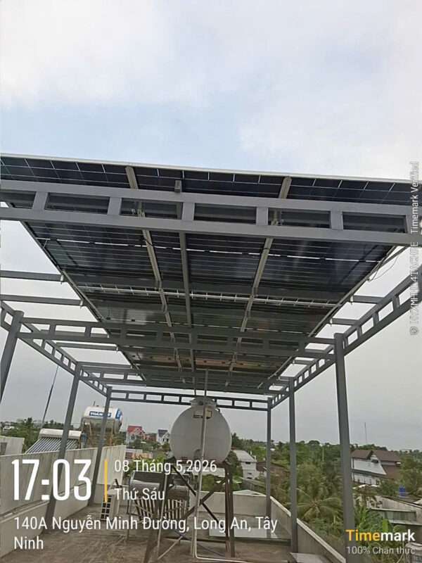 Công trình lắp điện mặt trời hệ 7.5kW lưu trữ 16kW tại Long An