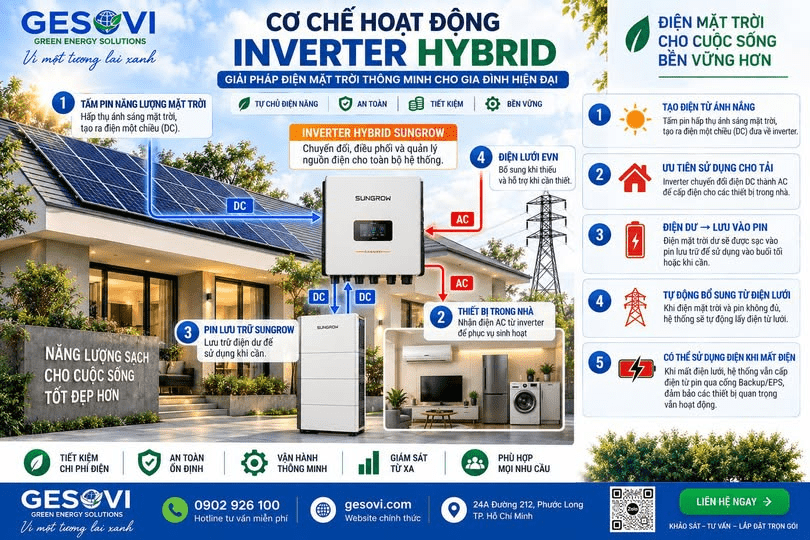 Nguyên Lý Hoạt Động Của Điện Mặt Trời Hybrid | Gesovi Solar