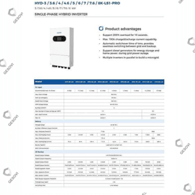 Inverter Hybrid Sofar 6kW 1 Pha | Model : HYD-6K-LS1-PRO