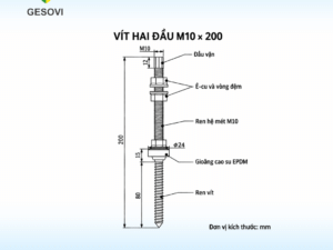 Bu lông hai đầu ren inox 304 M10x200 ( stockschraube)